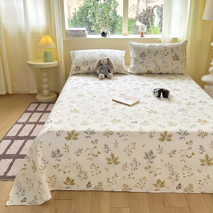 91家纺网 家纺一手货源 找家纺 羽梦家纺 2026新款老粗布床单三件套 金枝