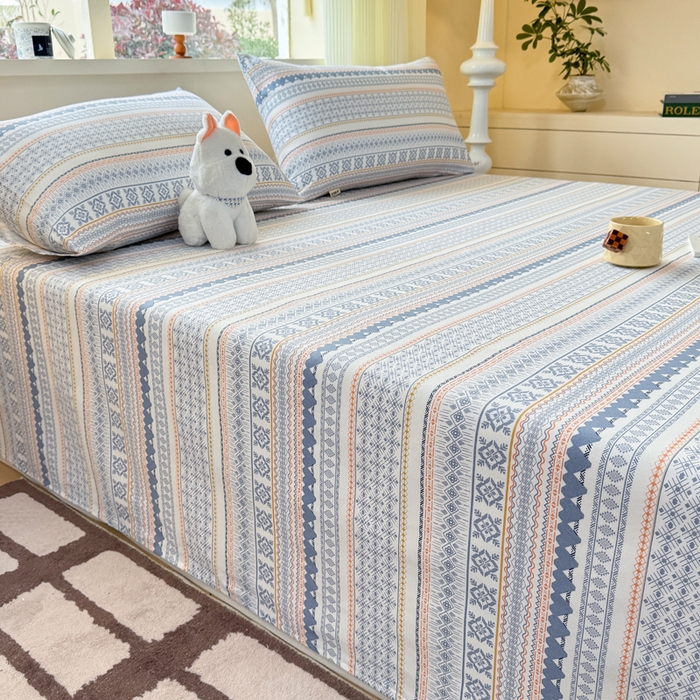 91家纺网 家纺一手货源 找家纺 羽梦家纺 2026新款老粗布床单三件套 锦纹