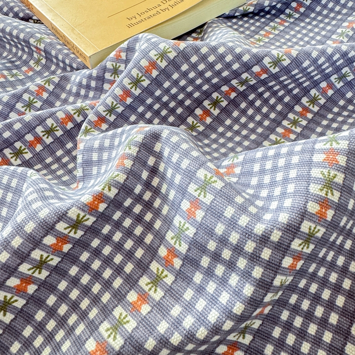 91家纺网 家纺一手货源 找家纺 羽梦家纺 2026新款老粗布床单三件套 蓝隅