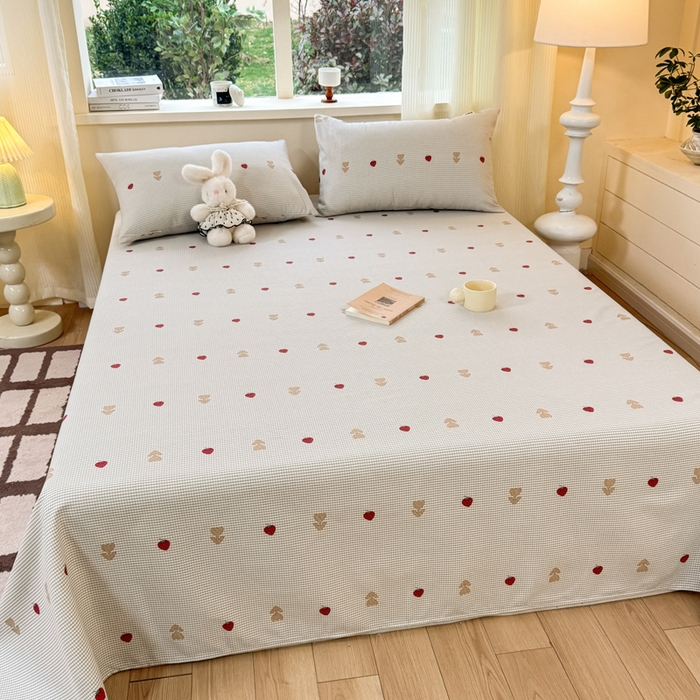 91家纺网 家纺一手货源 找家纺 羽梦家纺 2026新款老粗布床单三件套 莓犬