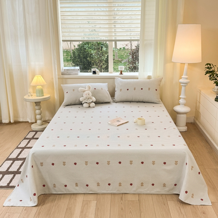 91家纺网 家纺一手货源 找家纺 羽梦家纺 2026新款老粗布床单三件套 莓犬