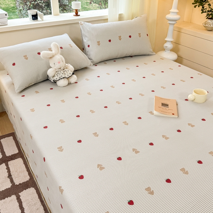 91家纺网 家纺一手货源 找家纺 羽梦家纺 2026新款老粗布床单三件套 莓犬