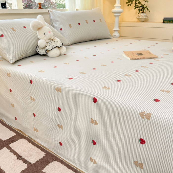 91家纺网 家纺一手货源 找家纺 羽梦家纺 2026新款老粗布床单三件套 莓犬