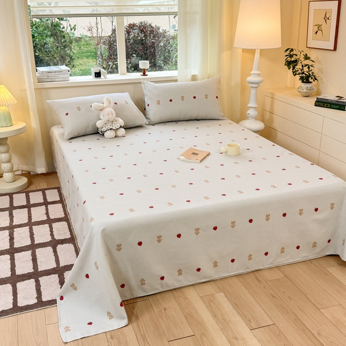 91家纺网 家纺一手货源 找家纺 羽梦家纺 2026新款老粗布床单三件套 莓犬