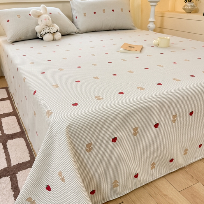 91家纺网 家纺一手货源 找家纺 羽梦家纺 2026新款老粗布床单三件套 莓犬