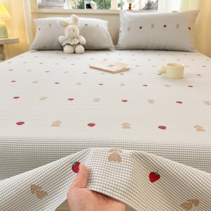 91家纺网 家纺一手货源 找家纺 羽梦家纺 2026新款老粗布床单三件套 莓犬