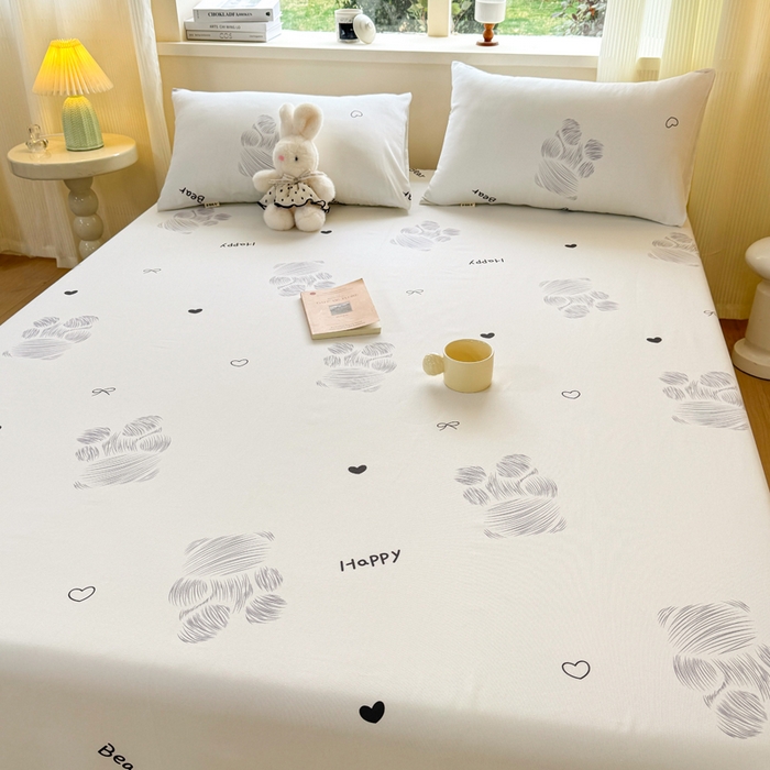 91家纺网 家纺一手货源 找家纺 羽梦家纺 2026新款老粗布床单三件套 眠熊