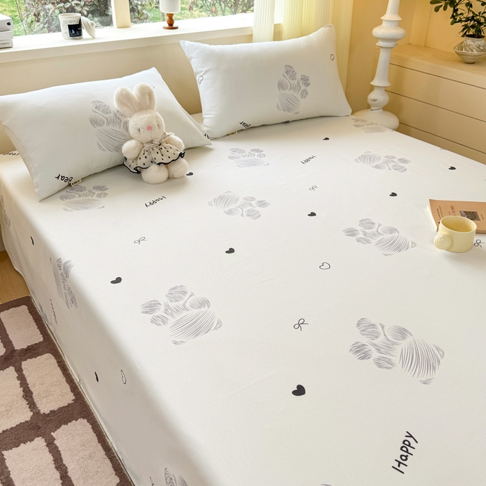 91家纺网 家纺一手货源 找家纺 羽梦家纺 2026新款老粗布床单三件套 眠熊