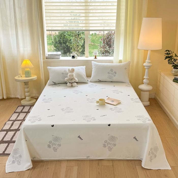 91家纺网 家纺一手货源 找家纺 羽梦家纺 2026新款老粗布床单三件套 眠熊