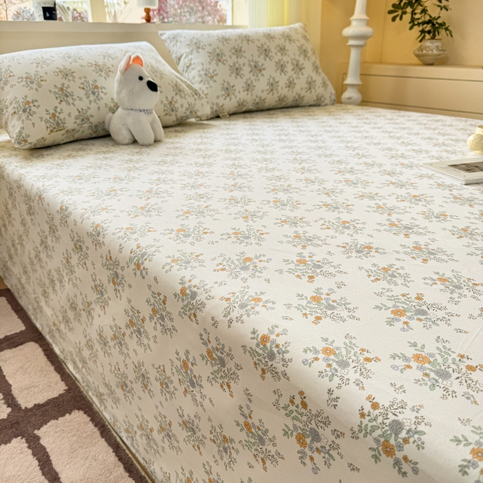 91家纺网 家纺一手货源 找家纺 羽梦家纺 2026新款老粗布床单三件套 茉香