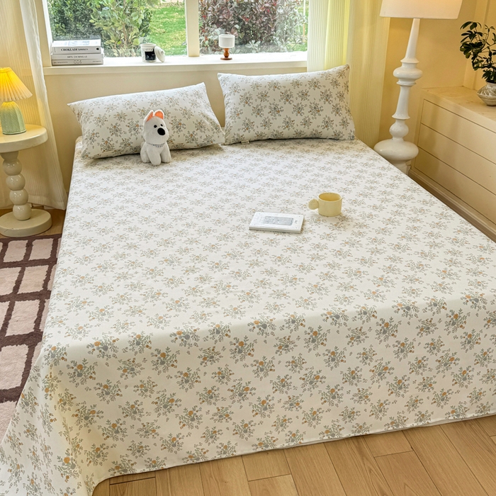 91家纺网 家纺一手货源 找家纺 羽梦家纺 2026新款老粗布床单三件套 茉香