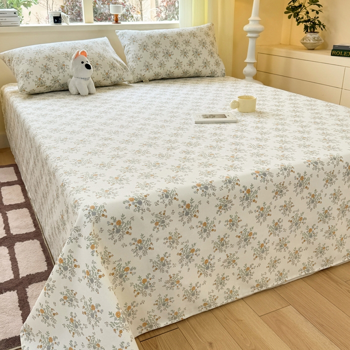 91家纺网 家纺一手货源 找家纺 羽梦家纺 2026新款老粗布床单三件套 茉香