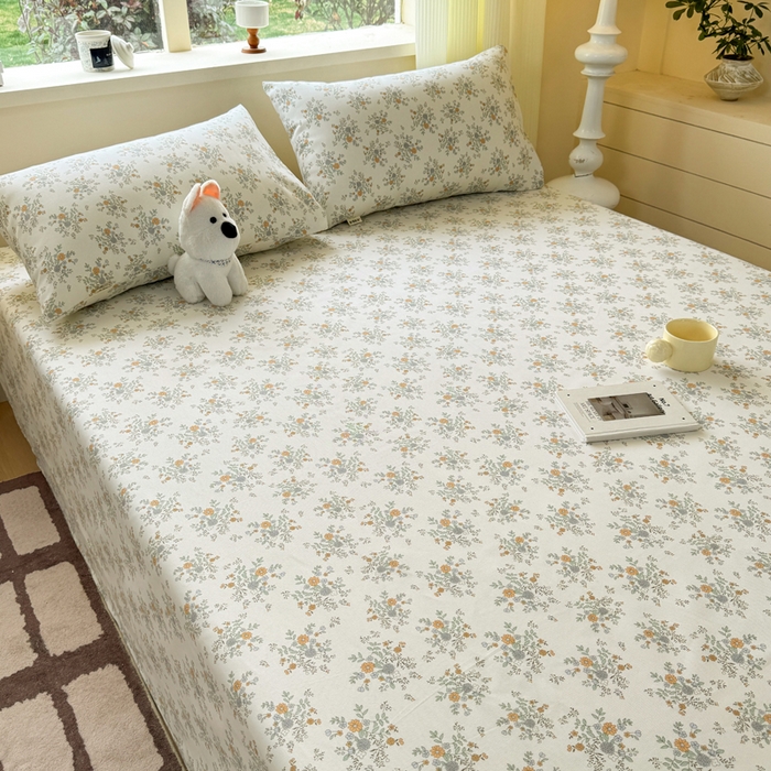 91家纺网 家纺一手货源 找家纺 羽梦家纺 2026新款老粗布床单三件套 茉香