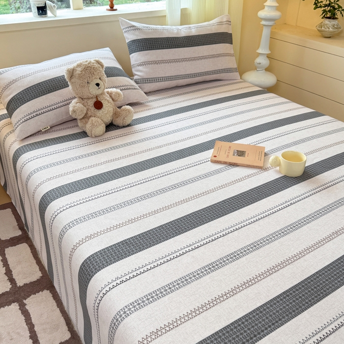 91家纺网 家纺一手货源 找家纺 羽梦家纺 2026新款老粗布床单三件套 墨痕