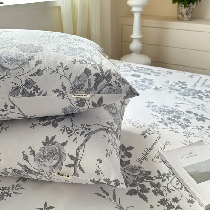 91家纺网 家纺一手货源 找家纺 羽梦家纺 2026新款老粗布床单三件套 墨玫