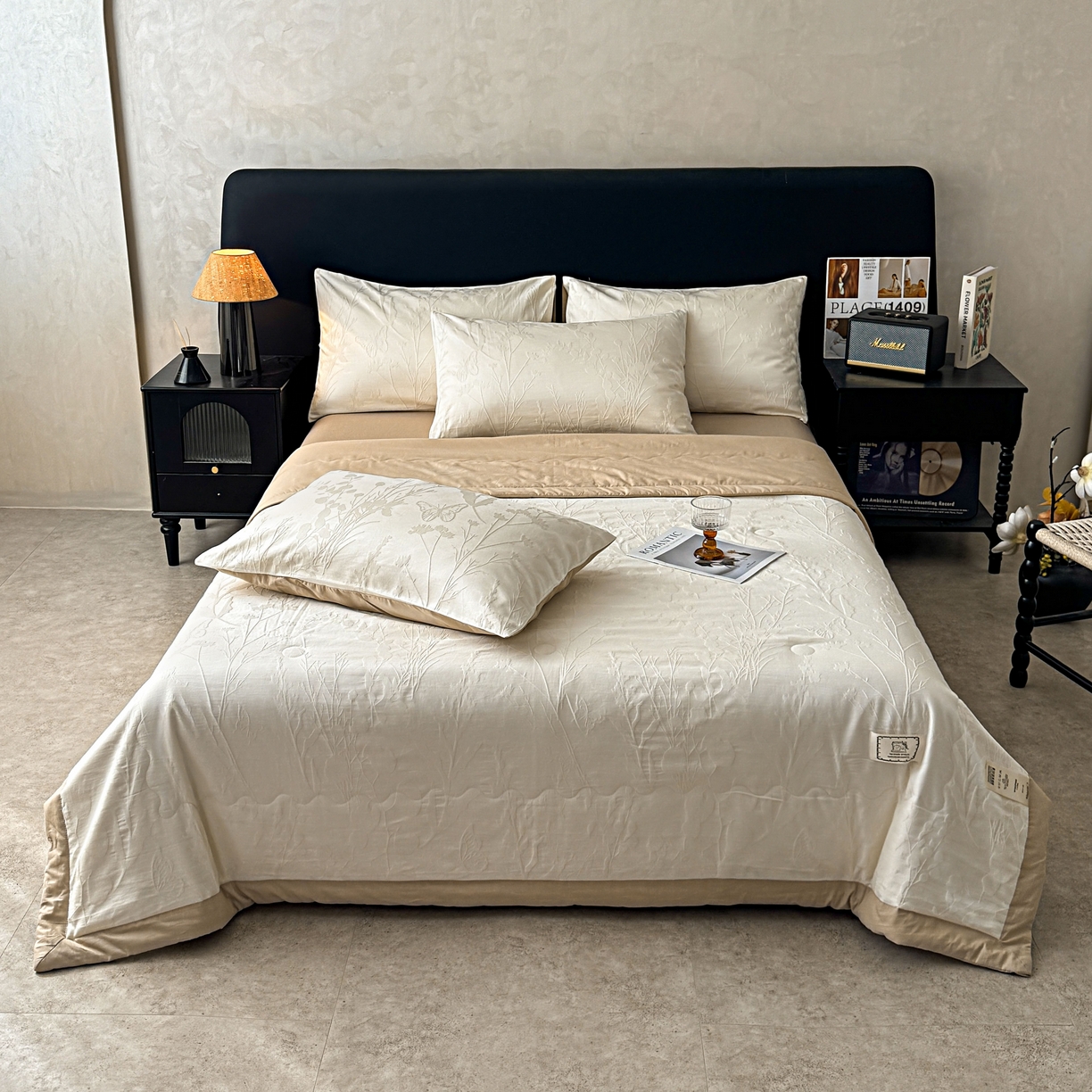 91家纺网 家纺一手货源 找家纺 乐家毛巾被（工厂自产自销） 2026春夏新款全棉60S长绒棉立体厚织提花整张棉花夏被四件套单夏被枕套夏凉被空 素纹