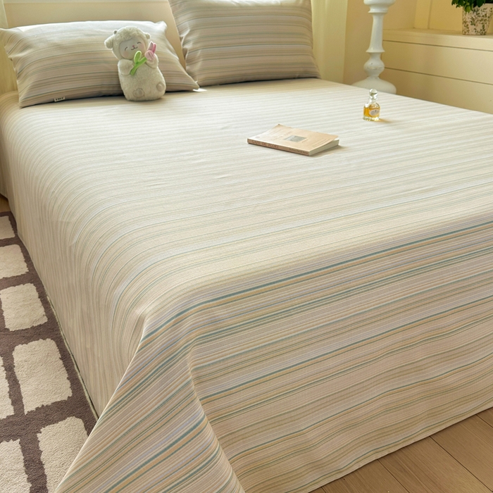 91家纺网 家纺一手货源 找家纺 羽梦家纺 2026新款老粗布床单三件套 奶咖