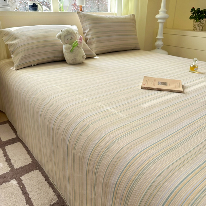 91家纺网 家纺一手货源 找家纺 羽梦家纺 2026新款老粗布床单三件套 奶咖