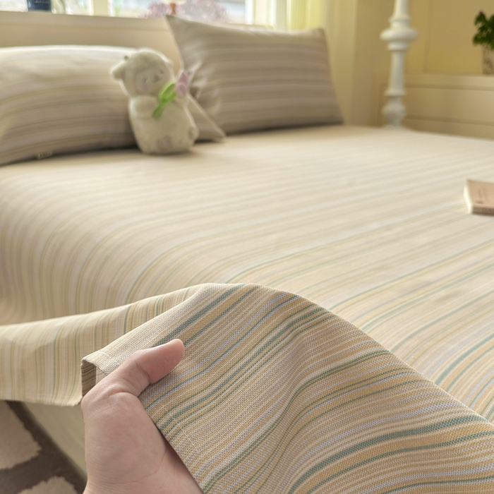 91家纺网 家纺一手货源 找家纺 羽梦家纺 2026新款老粗布床单三件套 奶咖