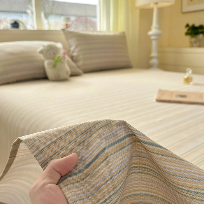 91家纺网 家纺一手货源 找家纺 羽梦家纺 2026新款老粗布床单三件套 奶咖