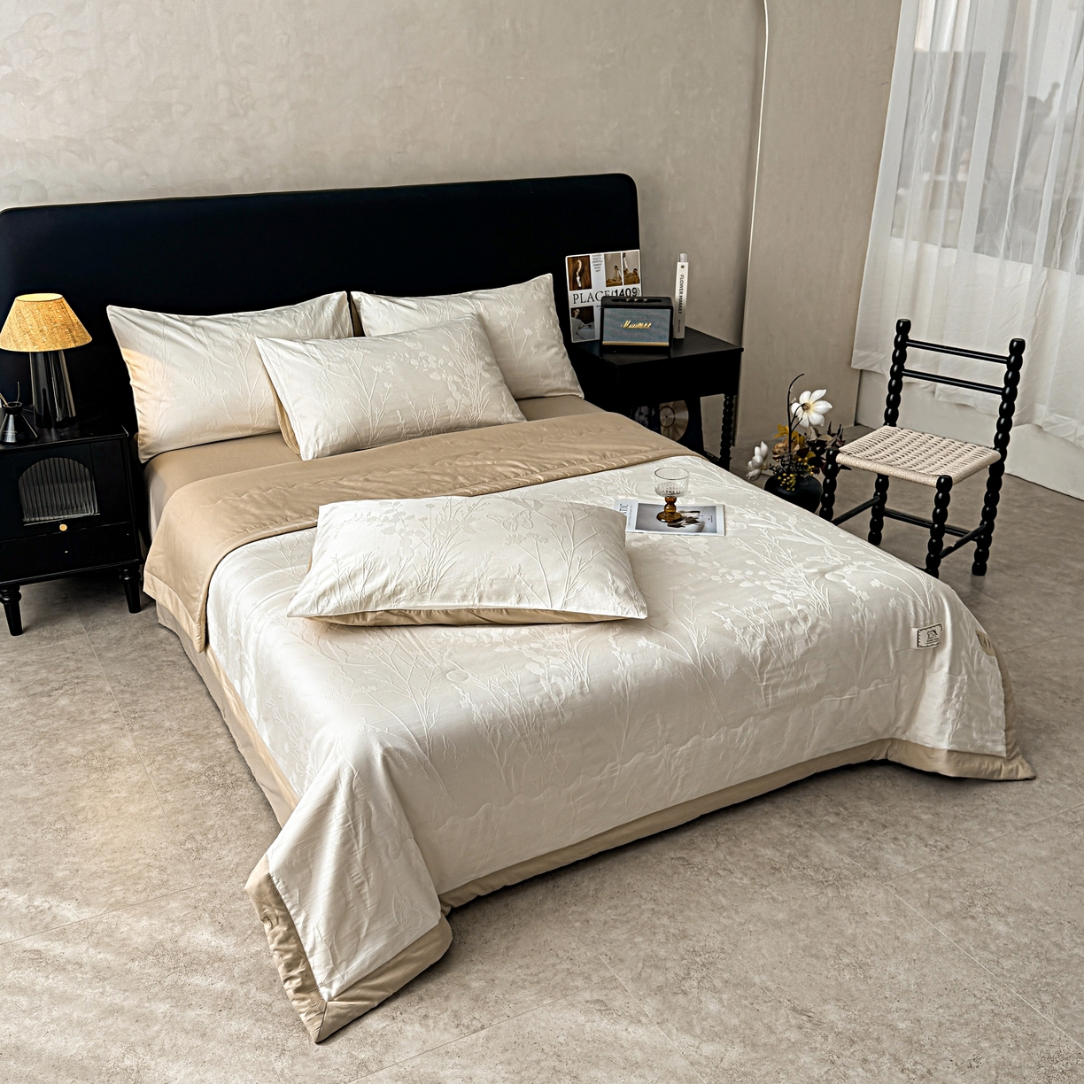 91家纺网 家纺一手货源 找家纺 乐家毛巾被（工厂自产自销） 2026春夏新款全棉60S长绒棉立体厚织提花整张棉花夏被四件套单夏被枕套夏凉被空 素纹