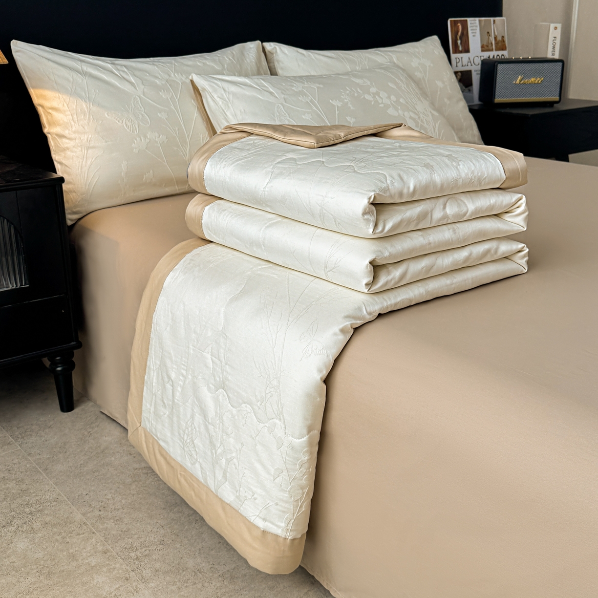 91家纺网 家纺一手货源 找家纺 乐家毛巾被（工厂自产自销） 2026春夏新款全棉60S长绒棉立体厚织提花整张棉花夏被四件套单夏被枕套夏凉被空 素纹