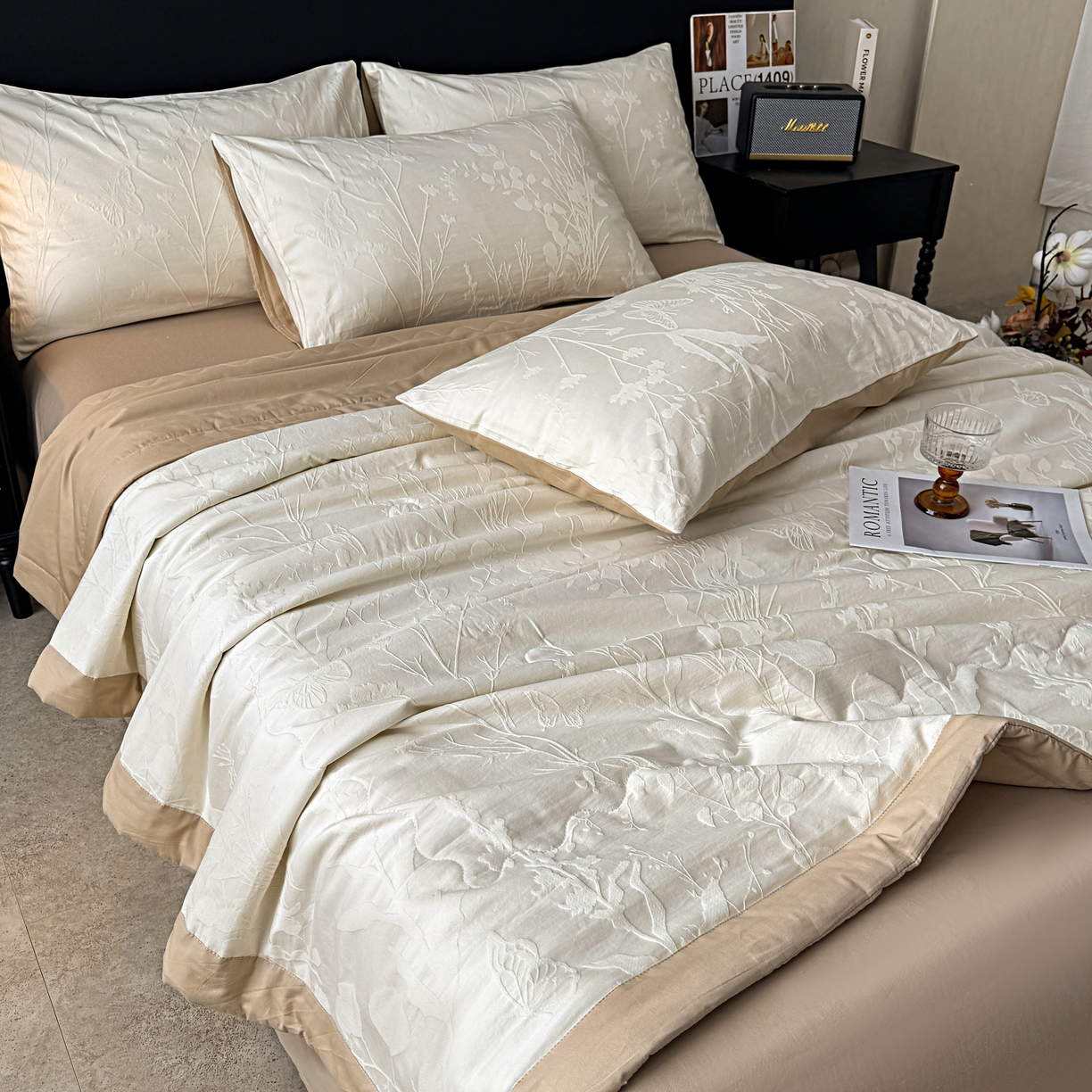 91家纺网 家纺一手货源 找家纺 乐家毛巾被（工厂自产自销） 2026春夏新款全棉60S长绒棉立体厚织提花整张棉花夏被四件套单夏被枕套夏凉被空 素纹