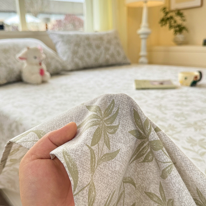 91家纺网 家纺一手货源 找家纺 羽梦家纺 2026新款老粗布床单三件套 青叶