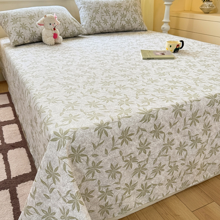 91家纺网 家纺一手货源 找家纺 羽梦家纺 2026新款老粗布床单三件套 青叶