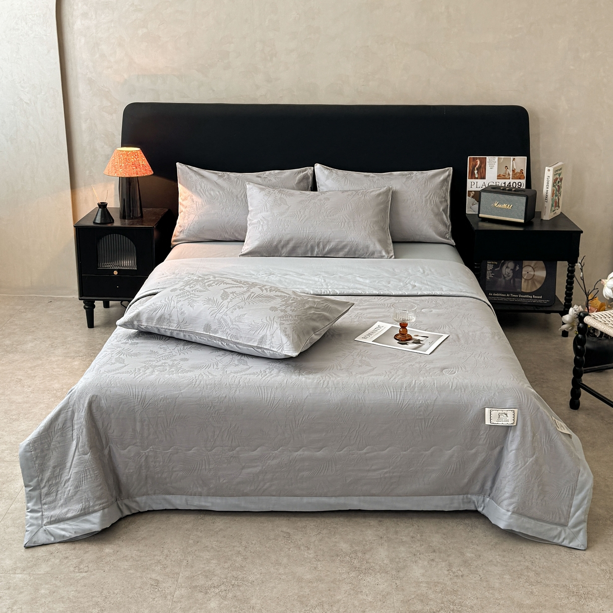 91家纺网 家纺一手货源 找家纺 乐家毛巾被（工厂自产自销） 2026春夏新款全棉60S长绒棉立体厚织提花整张棉花夏被四件套单夏被枕套夏凉被空 碎影