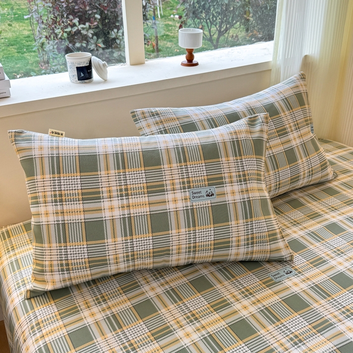 91家纺网 家纺一手货源 找家纺 羽梦家纺 2026新款老粗布床单三件套 秋格