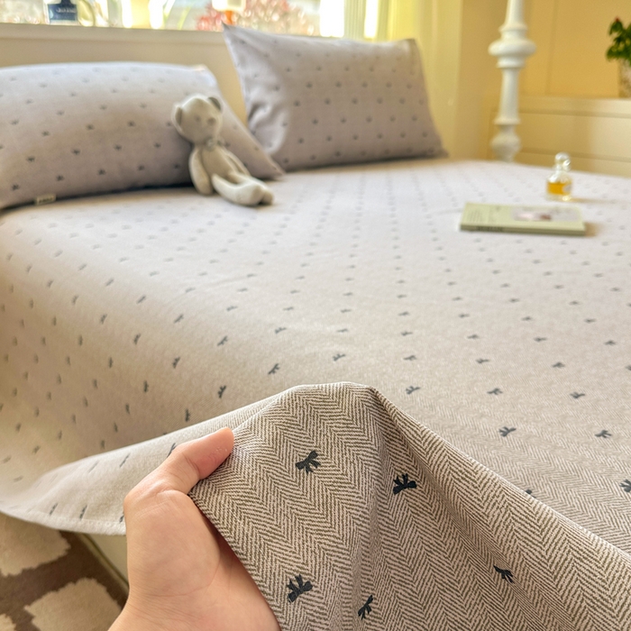 91家纺网 家纺一手货源 找家纺 羽梦家纺 2026新款老粗布床单三件套 星茅