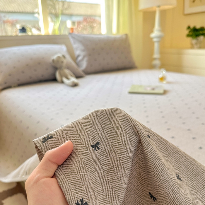 91家纺网 家纺一手货源 找家纺 羽梦家纺 2026新款老粗布床单三件套 星茅