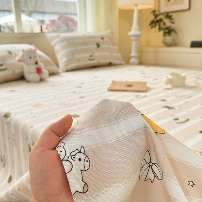 91家纺网 家纺一手货源 找家纺 羽梦家纺 2026新款老粗布床单三件套 熊棠