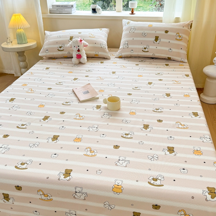 91家纺网 家纺一手货源 找家纺 羽梦家纺 2026新款老粗布床单三件套 熊棠