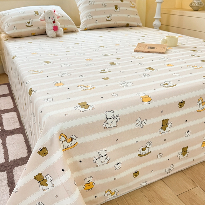 91家纺网 家纺一手货源 找家纺 羽梦家纺 2026新款老粗布床单三件套 熊棠