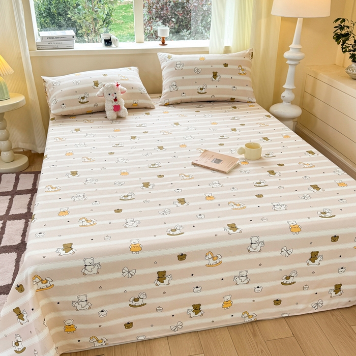 91家纺网 家纺一手货源 找家纺 羽梦家纺 2026新款老粗布床单三件套 熊棠