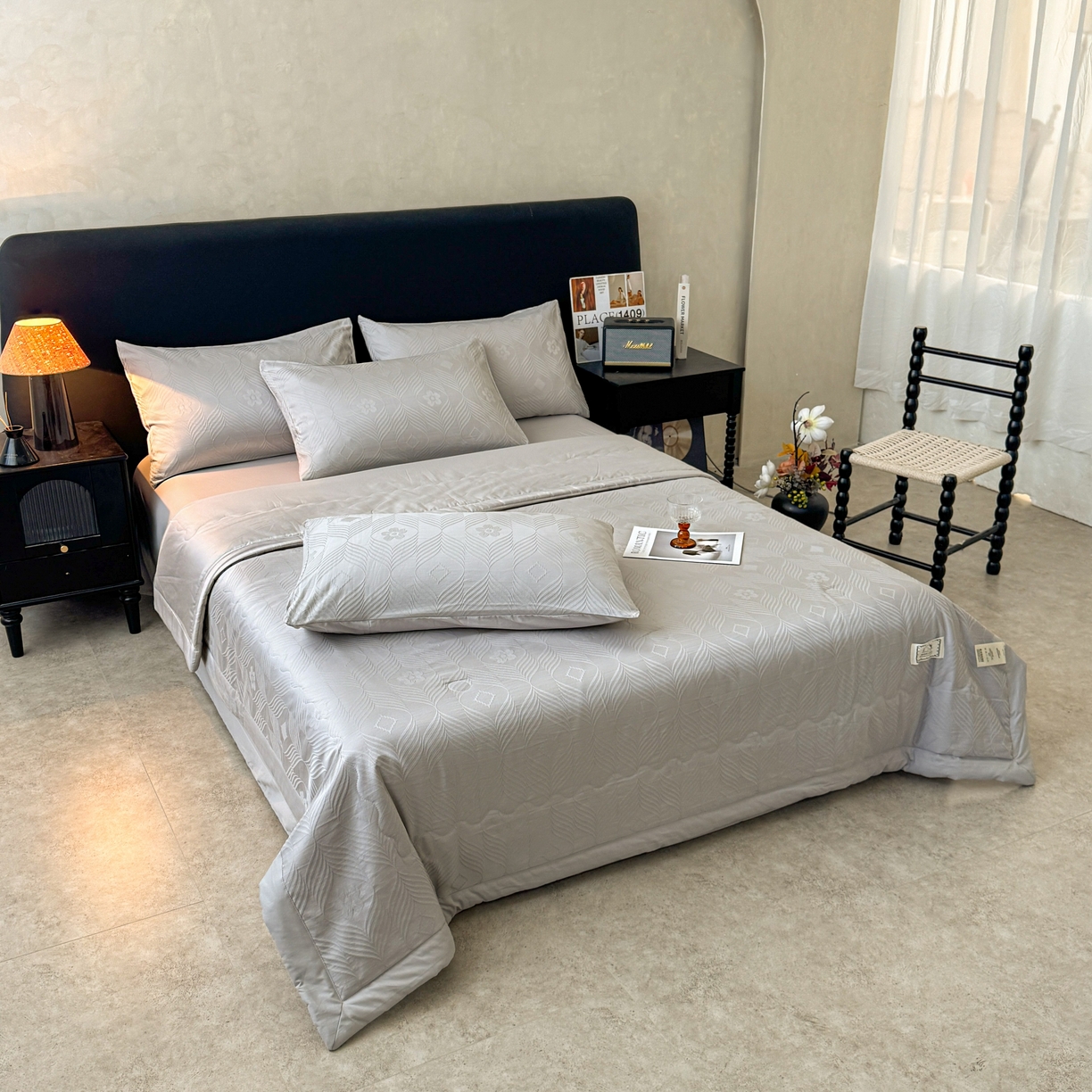 91家纺网 家纺一手货源 找家纺 乐家毛巾被（工厂自产自销） 2026春夏新款全棉60S长绒棉立体厚织提花整张棉花夏被四件套单夏被枕套夏凉被空 同蔓