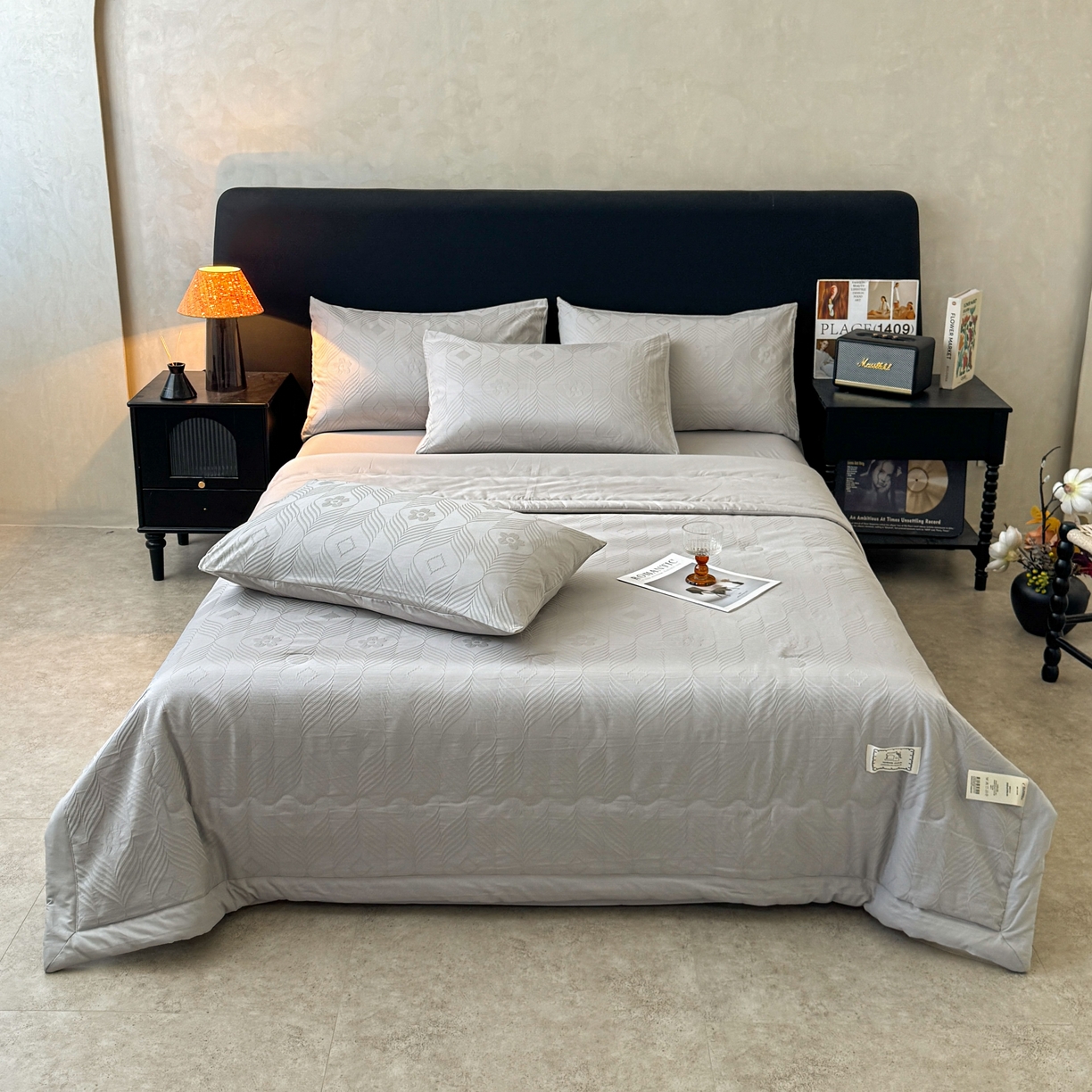 91家纺网 家纺一手货源 找家纺 乐家毛巾被（工厂自产自销） 2026春夏新款全棉60S长绒棉立体厚织提花整张棉花夏被四件套单夏被枕套夏凉被空 同蔓