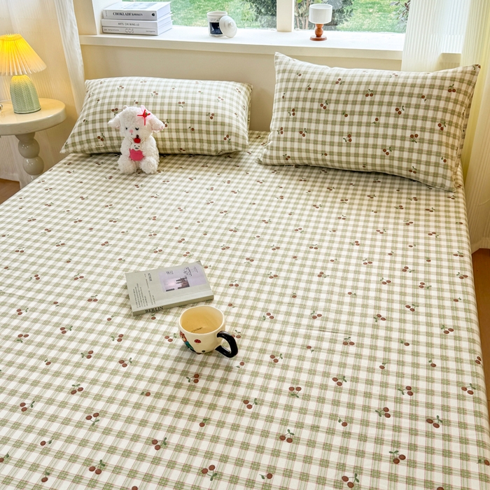 91家纺网 家纺一手货源 找家纺 羽梦家纺 2026新款老粗布床单三件套 樱格