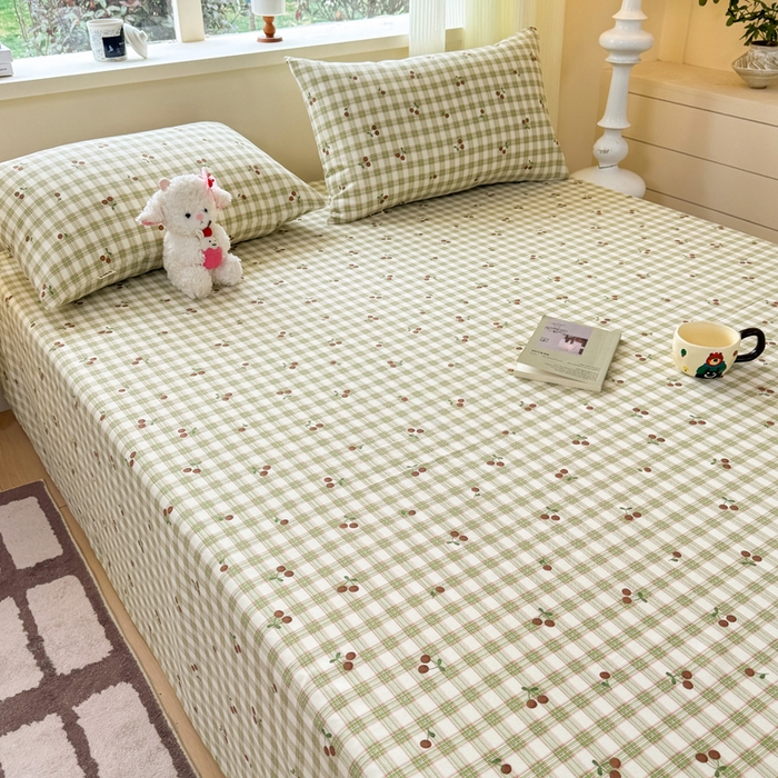 91家纺网 家纺一手货源 找家纺 羽梦家纺 2026新款老粗布床单三件套 樱格