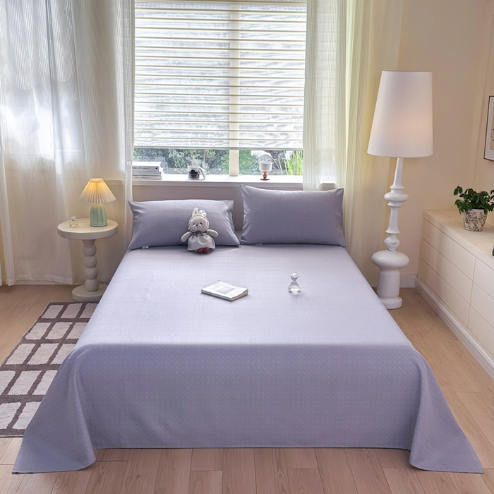 91家纺网 家纺一手货源 找家纺 羽梦家纺 2026新款老粗布床单三件套 紫织