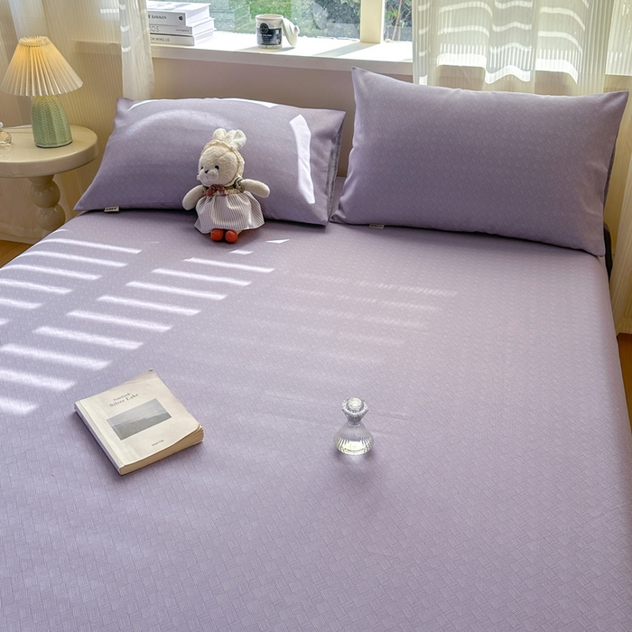 91家纺网 家纺一手货源 找家纺 羽梦家纺 2026新款老粗布床单三件套 紫织