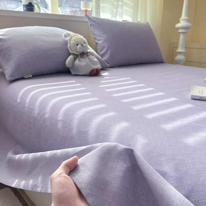 91家纺网 家纺一手货源 找家纺 羽梦家纺 2026新款老粗布床单三件套 紫织