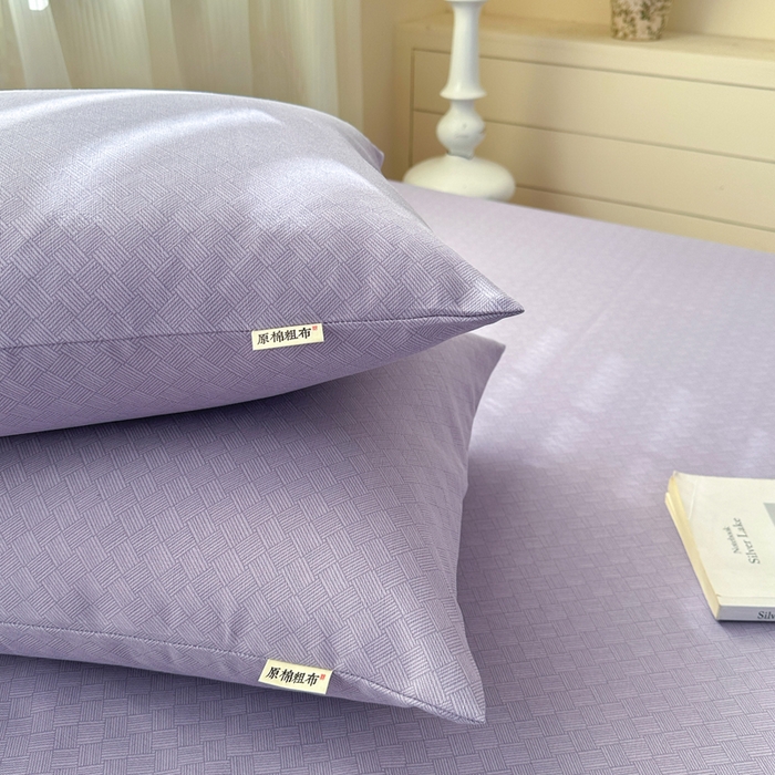 91家纺网 家纺一手货源 找家纺 羽梦家纺 2026新款老粗布床单三件套 紫织