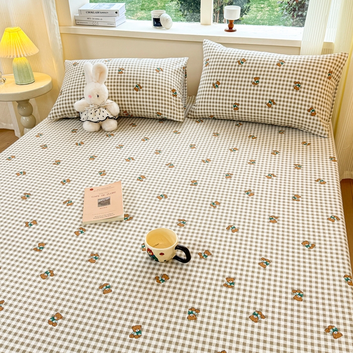 91家纺网 家纺一手货源 找家纺 羽梦家纺 2026新款老粗布床单三件套 棕萱