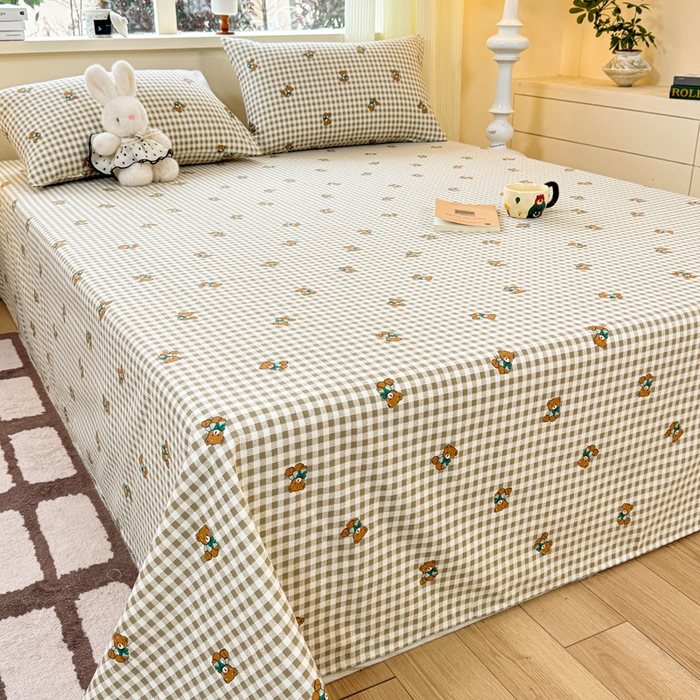 91家纺网 家纺一手货源 找家纺 羽梦家纺 2026新款老粗布床单三件套 棕萱