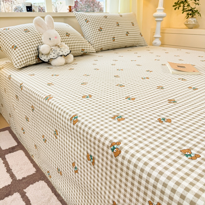 91家纺网 家纺一手货源 找家纺 羽梦家纺 2026新款老粗布床单三件套 棕萱