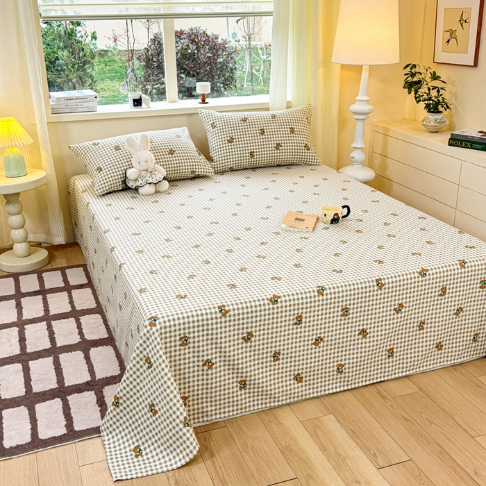 91家纺网 家纺一手货源 找家纺 羽梦家纺 2026新款老粗布床单三件套 棕萱