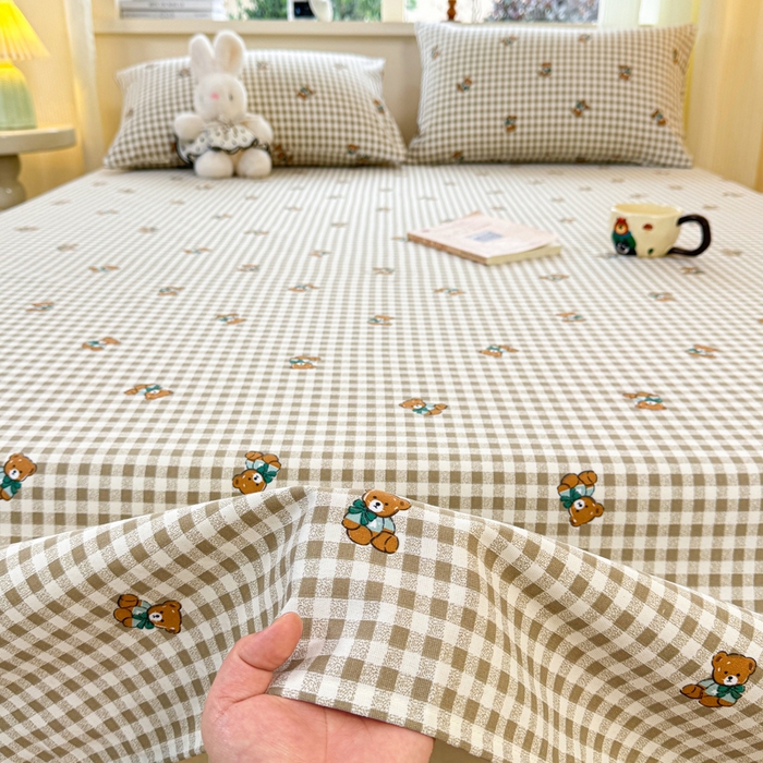 91家纺网 家纺一手货源 找家纺 羽梦家纺 2026新款老粗布床单三件套 棕萱